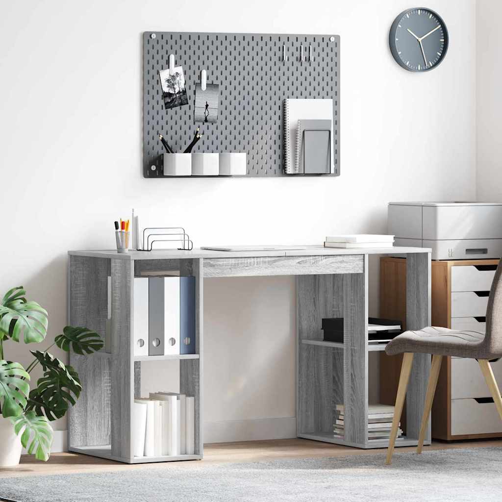 vidaXL Biurko Szary Sonoma 130 x 50,5 x 75 cm Materiał drewnopochodny