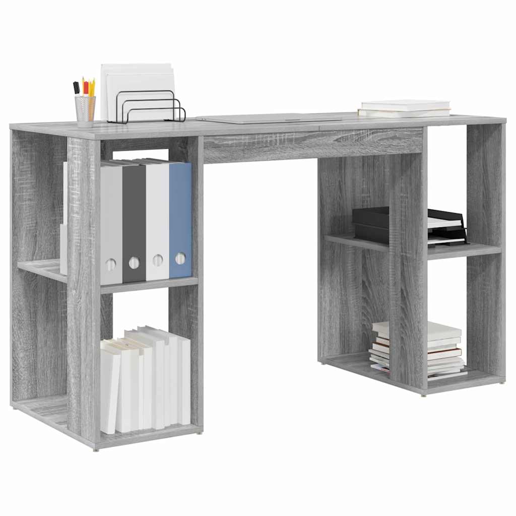 vidaXL Biurko Szary Sonoma 130 x 50,5 x 75 cm Materiał drewnopochodny