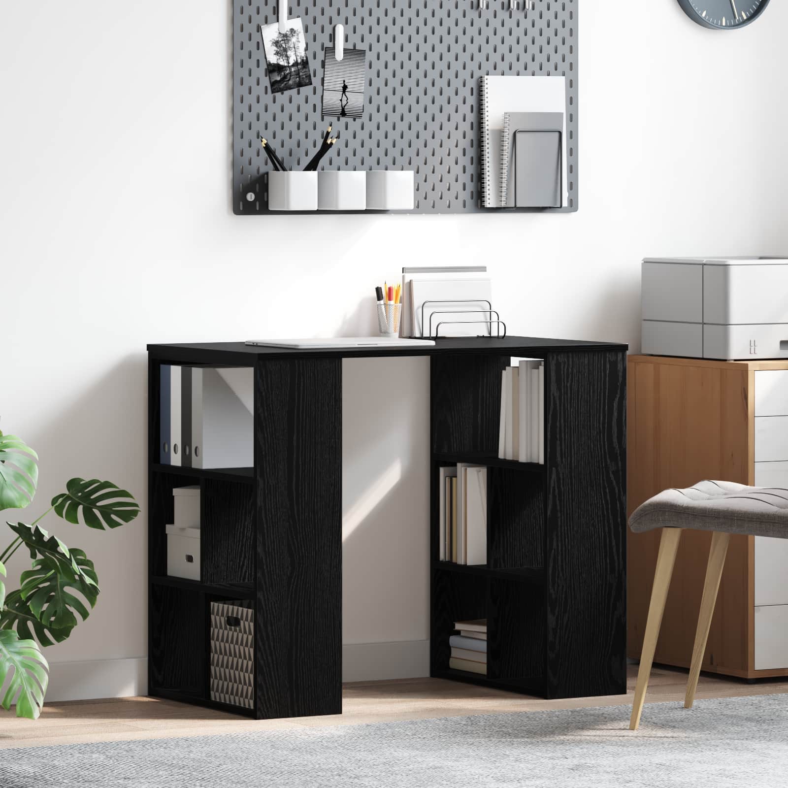 vidaXL Biurko Czarny Dąb 90 x 50 x 75 cm Materiał drewnopochodny
