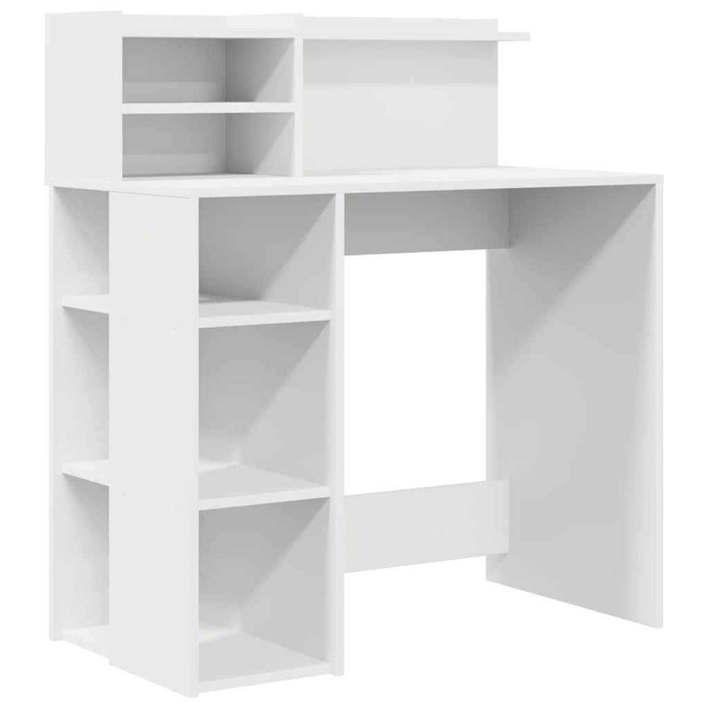 vidaXL Biurko z półką Biały 90 x 48 x 101,5 cm Materiał drewnopochodny