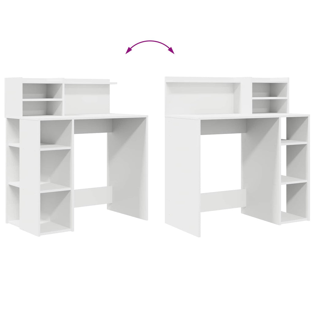 vidaXL Biurko z półką Biały 90 x 48 x 101,5 cm Materiał drewnopochodny