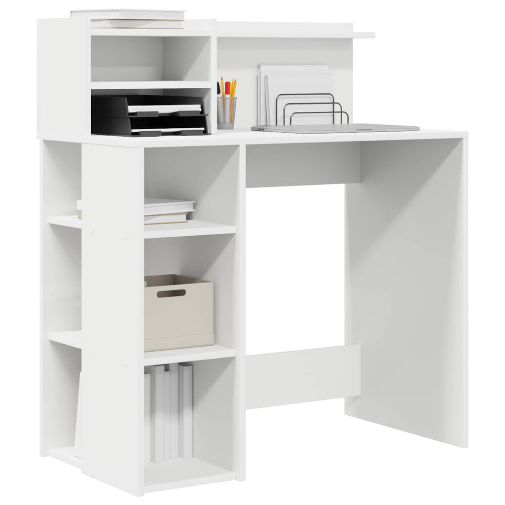 vidaXL Biurko z półką Biały 90 x 48 x 101,5 cm Materiał drewnopochodny