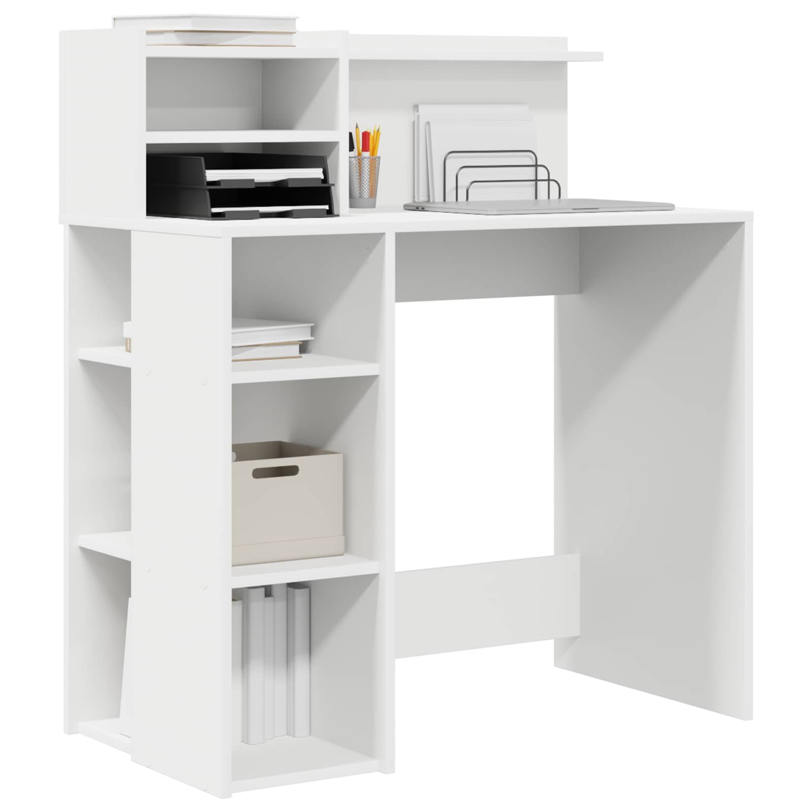 vidaXL Biurko z półką Biały 90 x 48 x 101,5 cm Materiał drewnopochodny