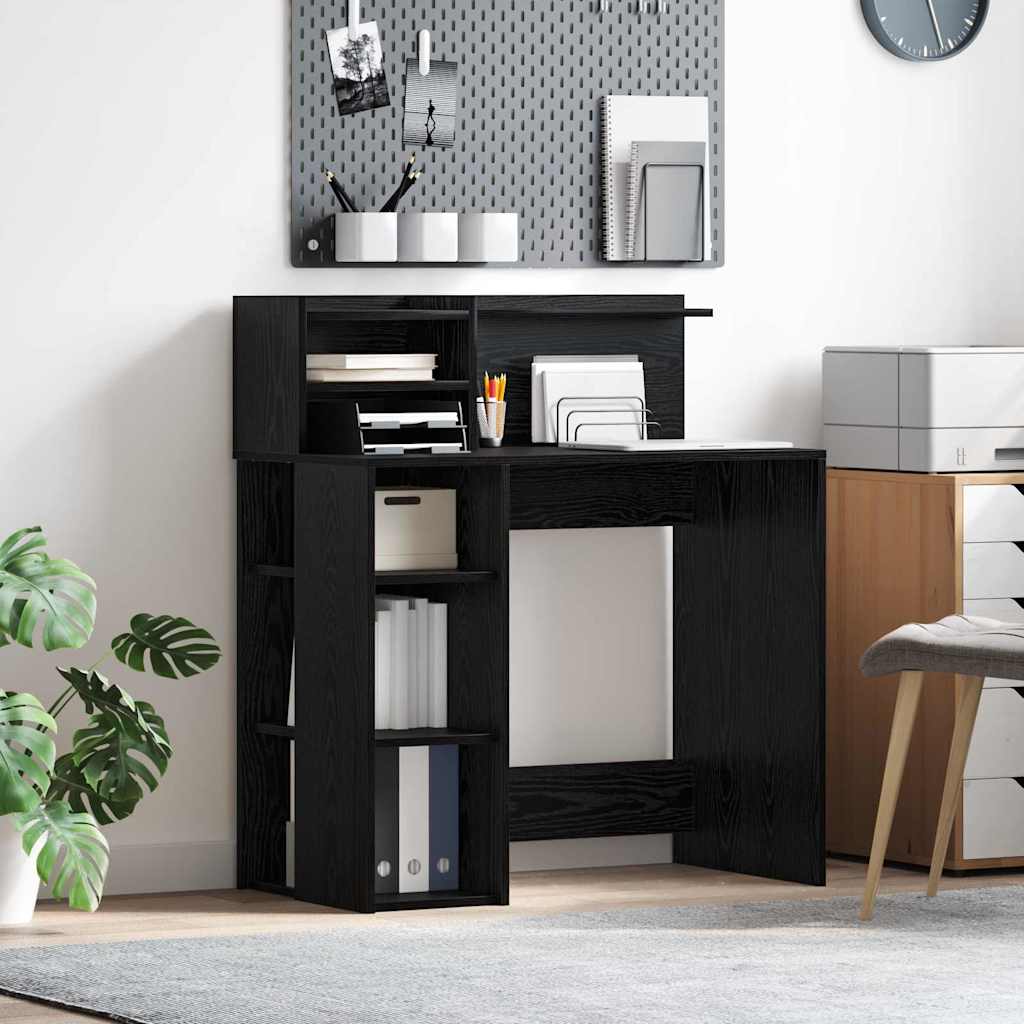 vidaXL Biurko Czarny Dąb 90 x 48 x 101,5 cm Materiał drewnopochodny