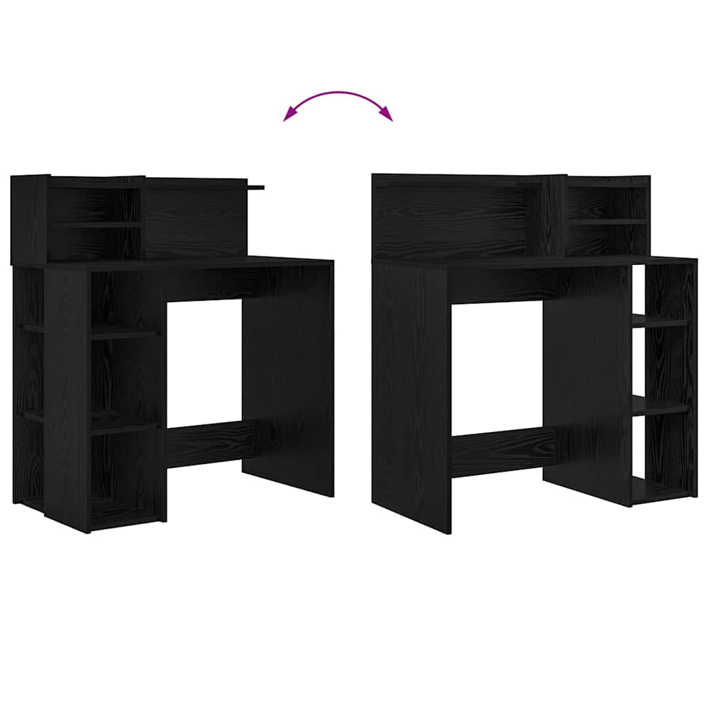 vidaXL Biurko Czarny Dąb 90 x 48 x 101,5 cm Materiał drewnopochodny