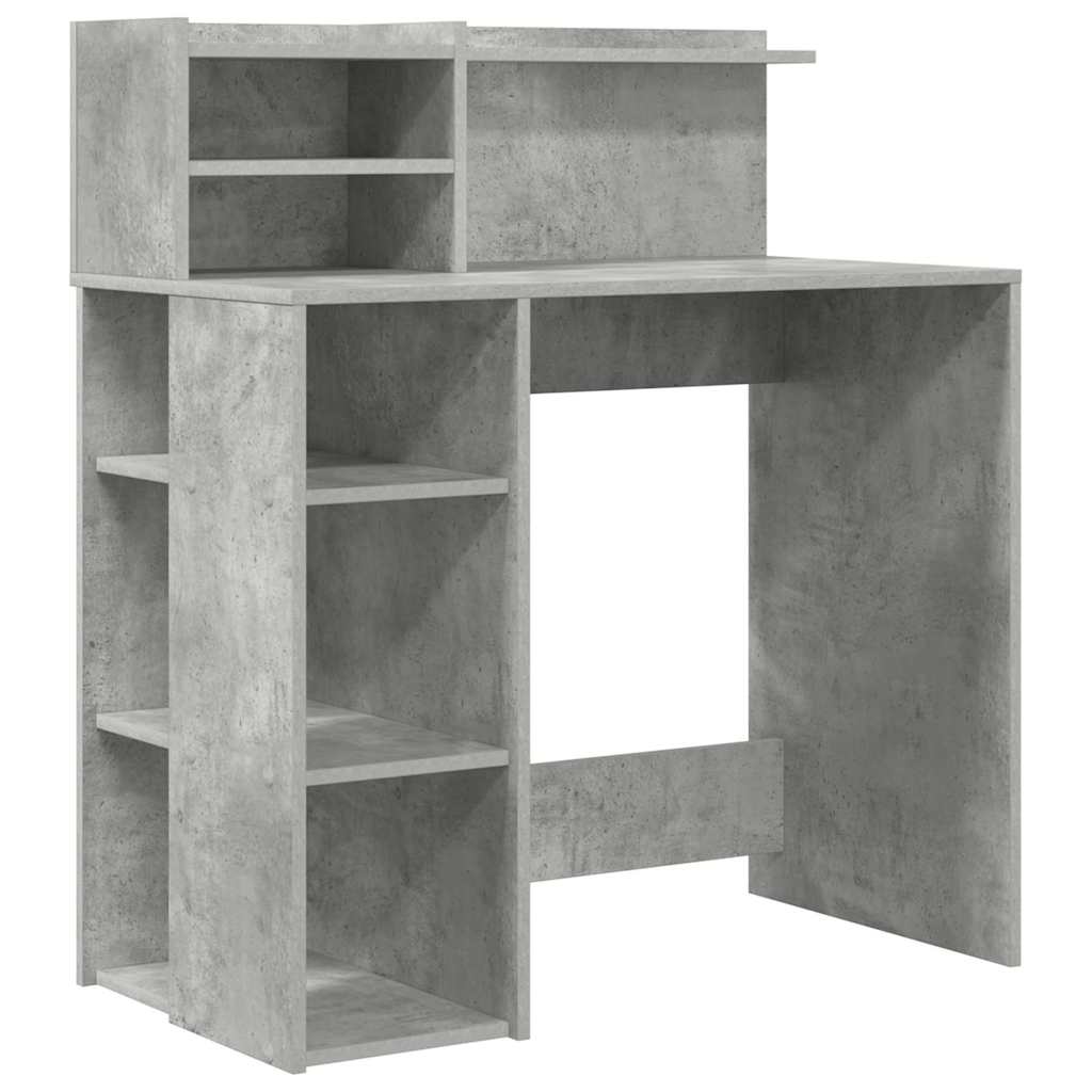 vidaXL Biurko z półką Betonowy szary 90 x 48 x 101,5 cm