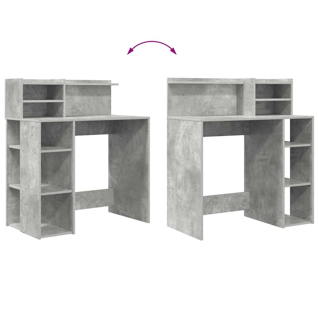 vidaXL Biurko z półką Betonowy szary 90 x 48 x 101,5 cm