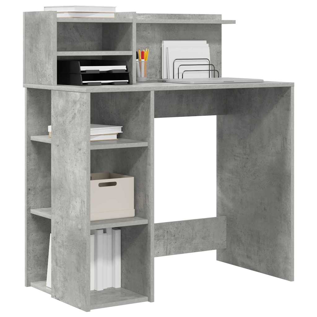 vidaXL Biurko z półką Betonowy szary 90 x 48 x 101,5 cm