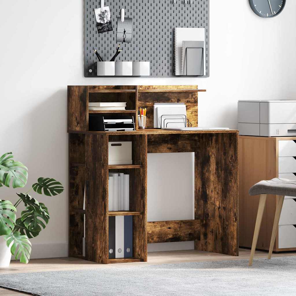 vidaXL Biurko Dąb wędzony 90 x 48 x 101,5 cm Materiał drewnopochodny
