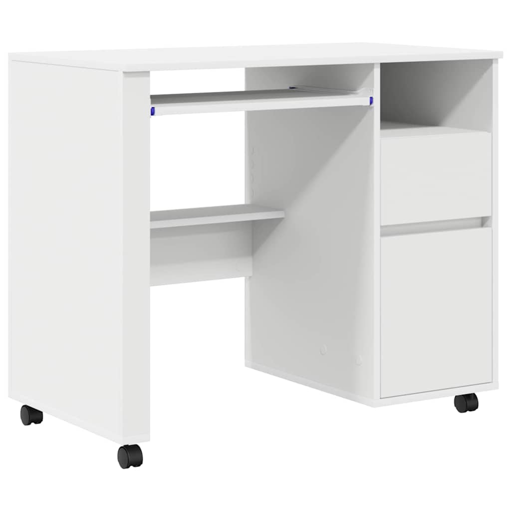 vidaXL Biurko na kółkach Biały 91 x 50 x 77 cm Materiał drewnopochodny