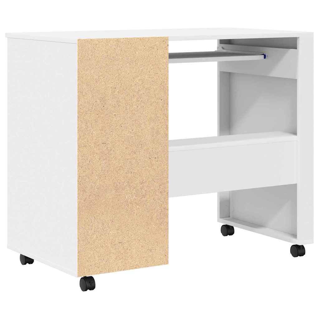 vidaXL Biurko na kółkach Biały 91 x 50 x 77 cm Materiał drewnopochodny