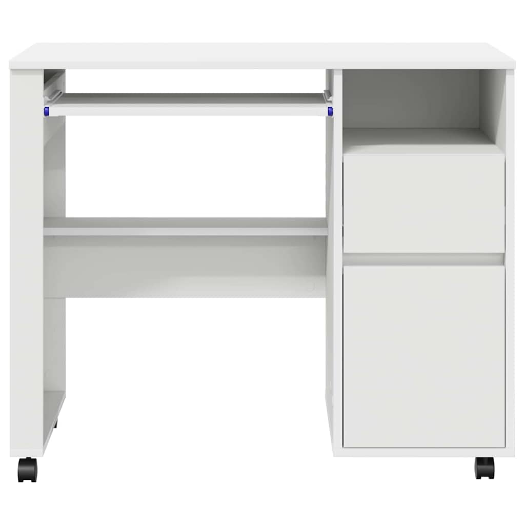 vidaXL Biurko na kółkach Biały 91 x 50 x 77 cm Materiał drewnopochodny