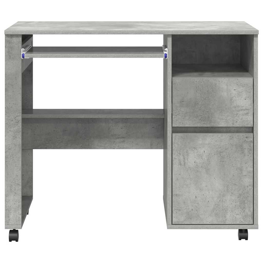 vidaXL Biurko na kółkach z szufladą Betonowy szary 91 x 50 x 77 cm