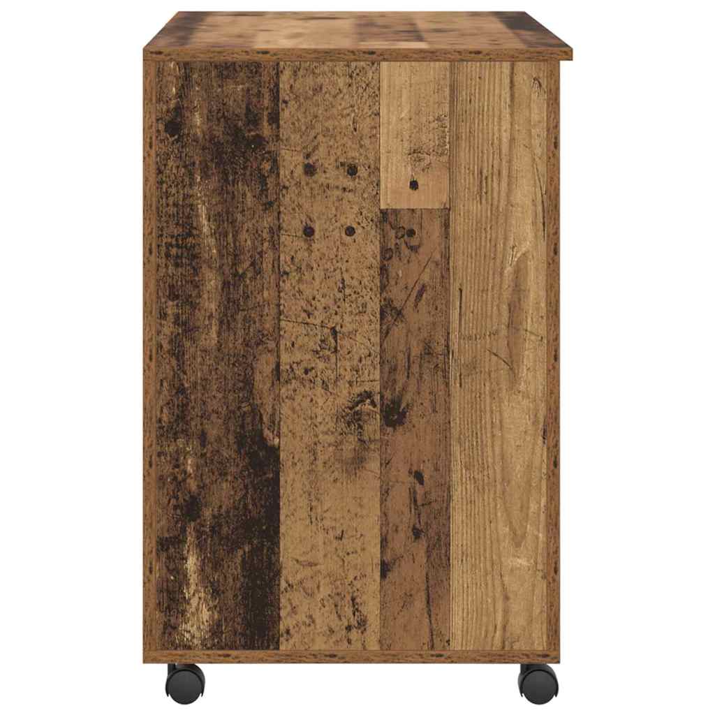 vidaXL Biurko na kółkach z szufladą Stare drewno 91 x 50 x 77 cm