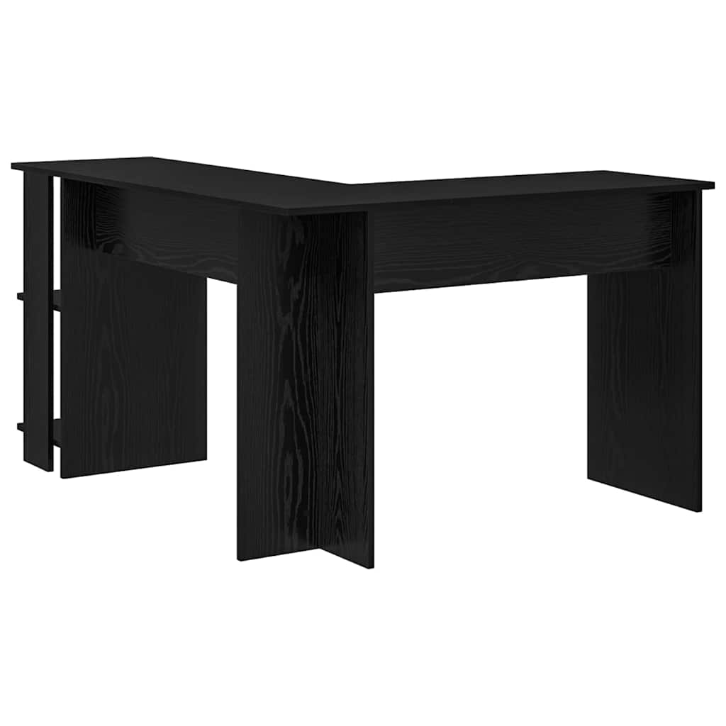 vidaXL Biurko narożne z półką Czarny Dąb 140 x 113,5 x 75 cm