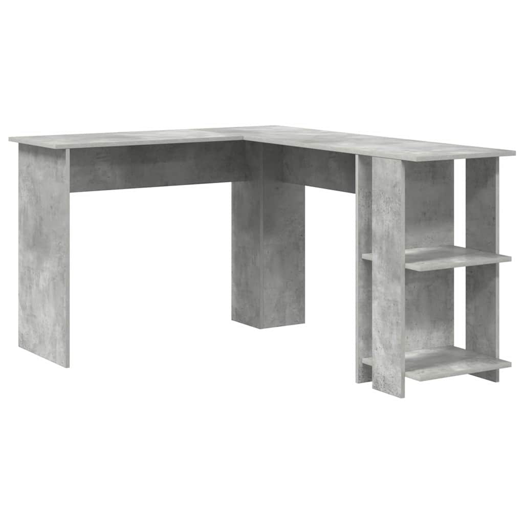 vidaXL Biurko narożne z półką Betonowy szary 140 x 113,5 x 75 cm