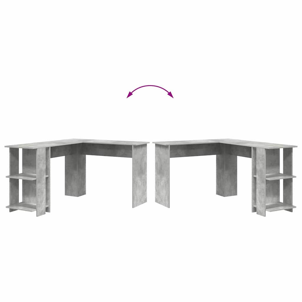 vidaXL Biurko narożne z półką Betonowy szary 140 x 113,5 x 75 cm