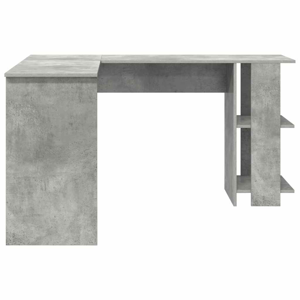 vidaXL Biurko narożne z półką Betonowy szary 140 x 113,5 x 75 cm