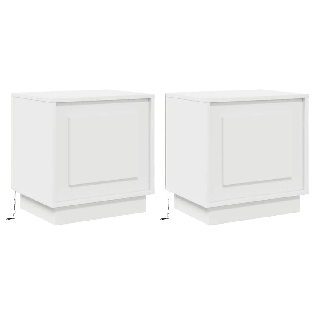 vidaXL Szafka Nocna Ze LED Lights 2 pcs Biały 44 x 34,5 x 45 cm