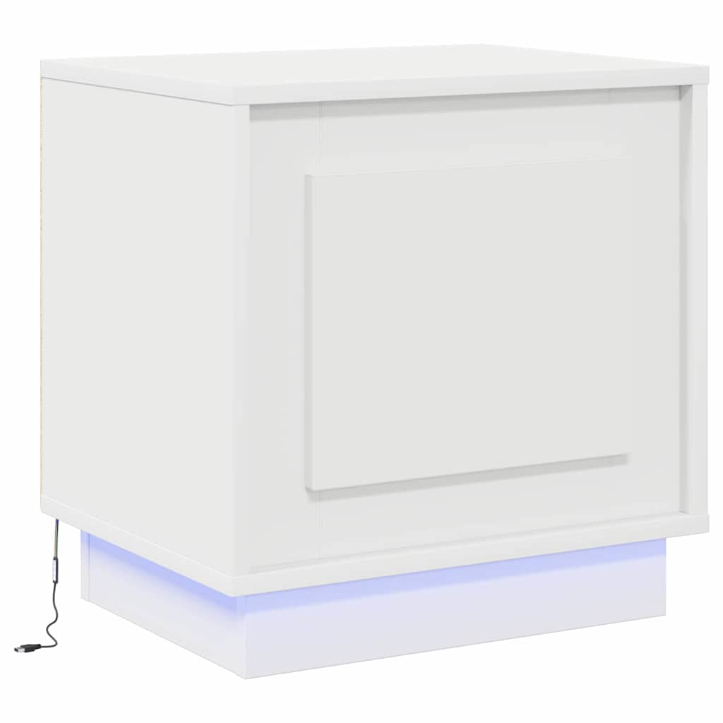 vidaXL Szafka Nocna Ze LED Lights 2 pcs Biały 44 x 34,5 x 45 cm