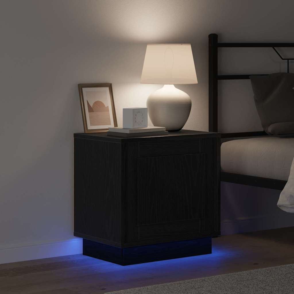 vidaXL Szafka Nocna Ze LED Lights 2 pcs Czarny 44 x 34,5 x 45 cm