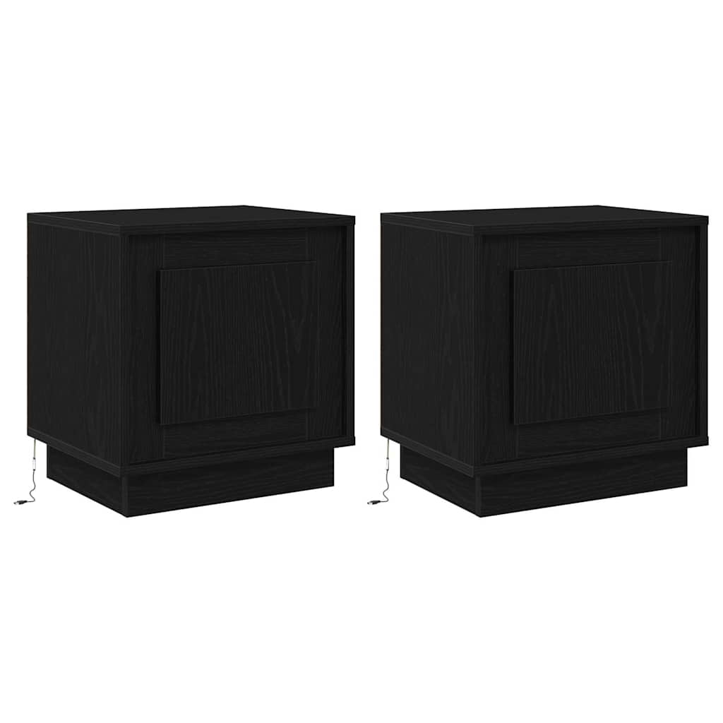 vidaXL Szafka Nocna Ze LED Lights 2 pcs Czarny 44 x 34,5 x 45 cm