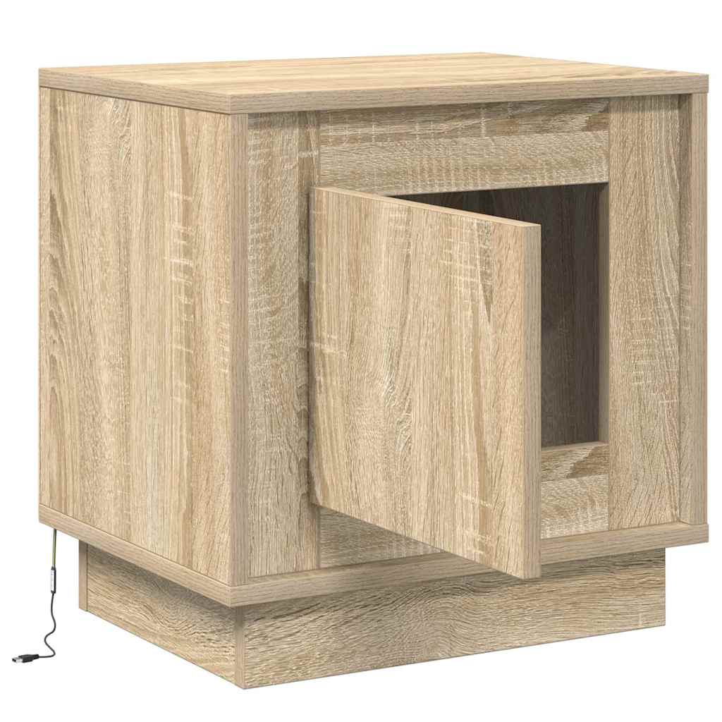 vidaXL Szafka Nocna Ze LED Lights Dąb Sonoma 44 x 34,5 x 45 cm