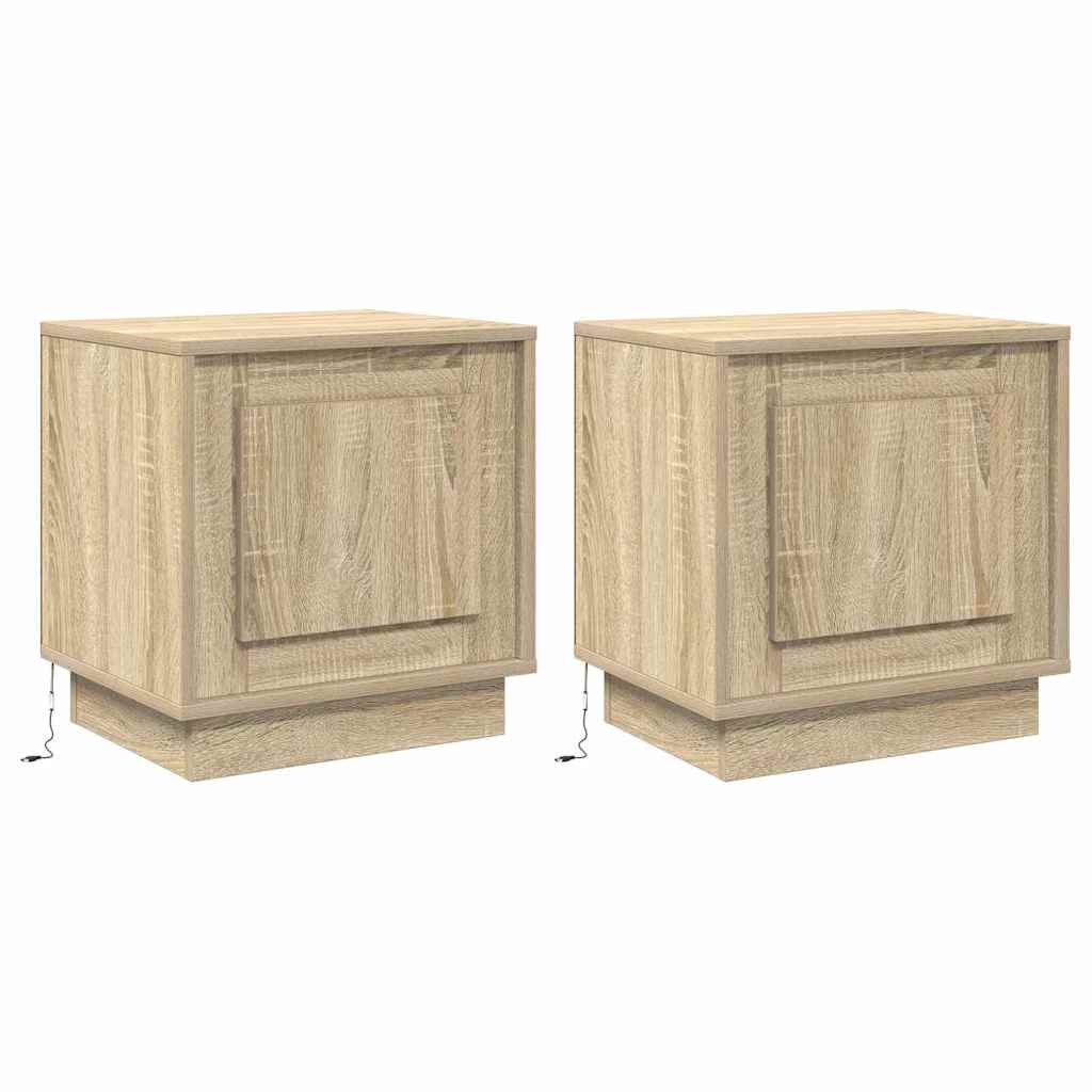 vidaXL Szafka Nocna Ze LED Lights 2 pcs Dąb Sonoma 44 x 34,5 x 45 cm