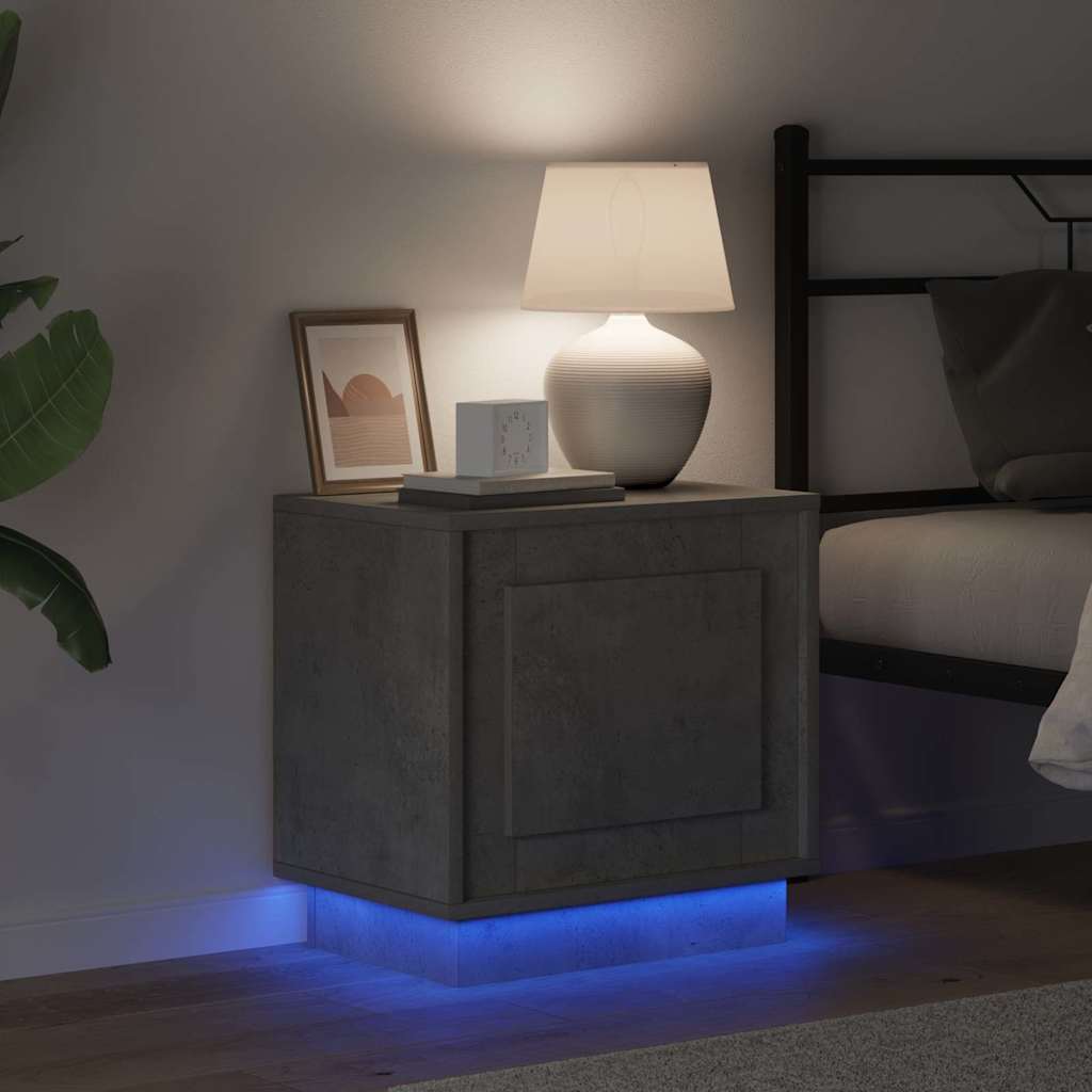vidaXL Szafka Nocna Ze LED Lights Betonowy szary 44 x 34,5 x 45 cm