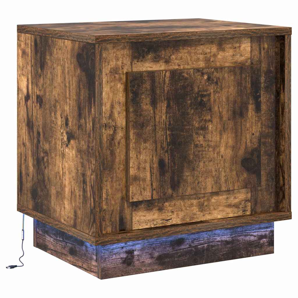 vidaXL Szafka Nocna Ze LED Lights 2 pcs Dąb wędzony 44 x 34,5 x 45 cm