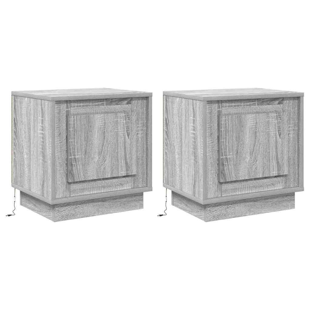 vidaXL Szafka Nocna Ze LED Lights 2 pcs Szary 44 x 34,5 x 45 cm