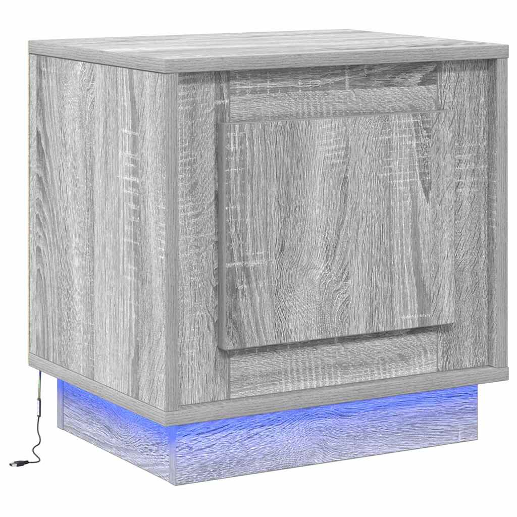 vidaXL Szafka Nocna Ze LED Lights 2 pcs Szary 44 x 34,5 x 45 cm