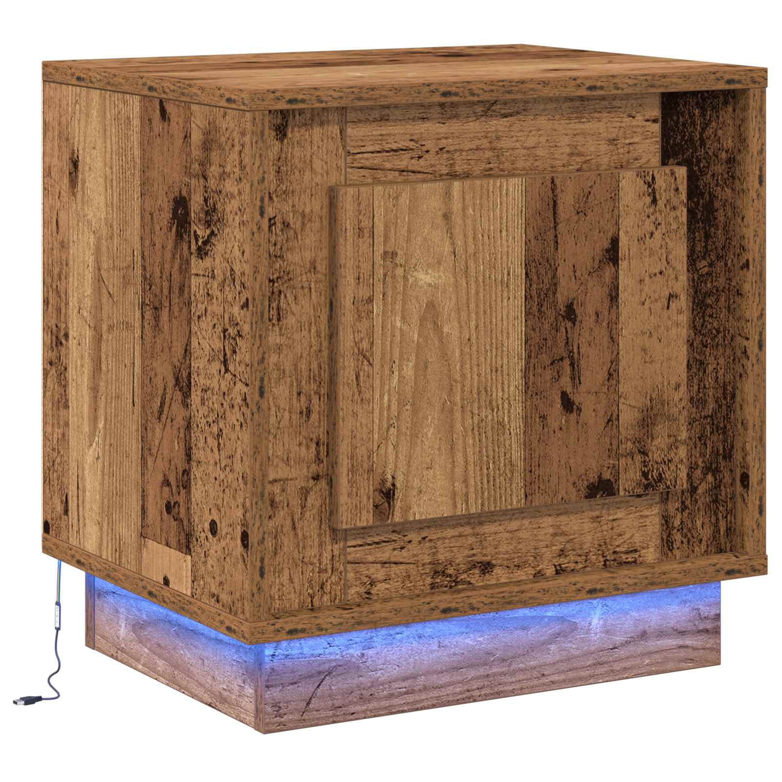 vidaXL Szafka Nocna Ze LED Lights Stare drewno 44 x 34,5 x 45 cm