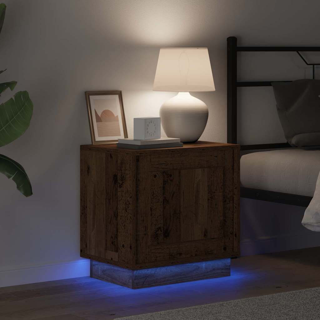 vidaXL Szafka Nocna Ze LED Lights 2 pcs Stare drewno 44 x 34,5 x 45 cm