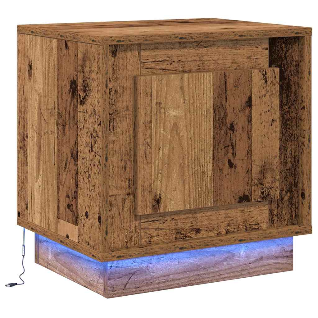 vidaXL Szafka Nocna Ze LED Lights 2 pcs Stare drewno 44 x 34,5 x 45 cm