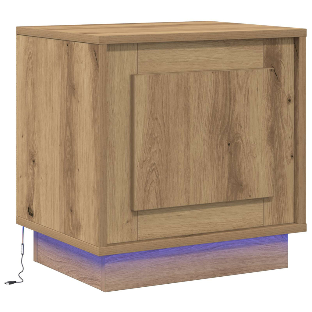 vidaXL Szafka Nocna Ze LED Lights Dąb rzemieślniczy 44 x 34,5 x 45 cm