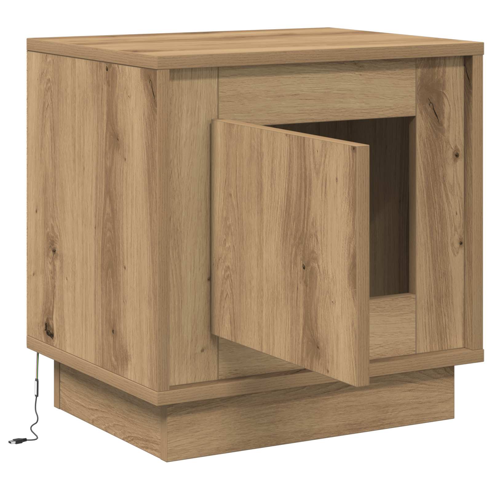 vidaXL Szafka Nocna Ze LED Lights Dąb rzemieślniczy 44 x 34,5 x 45 cm