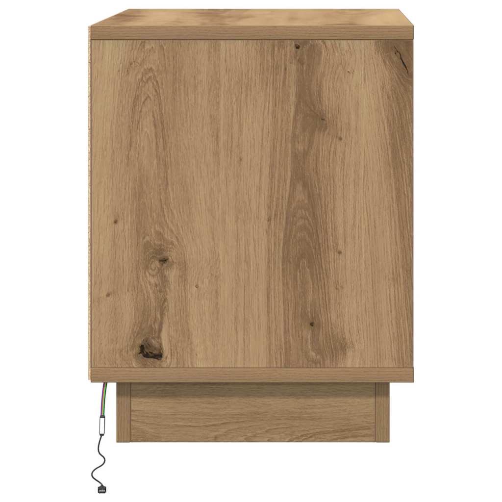vidaXL Szafka Nocna Ze LED Lights Dąb rzemieślniczy 44 x 34,5 x 45 cm