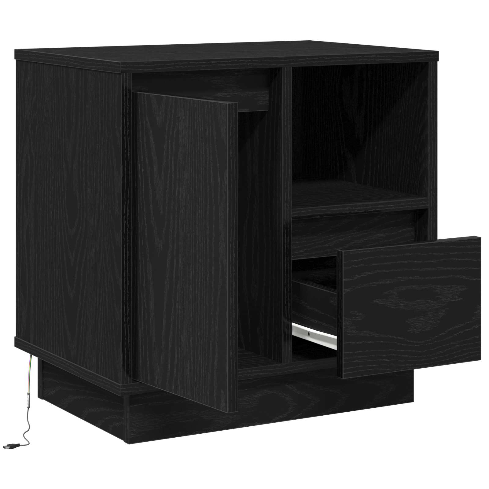 vidaXL Szafka Nocna z szufladą Czarny Dąb 50 x 34,5 x 50 cm