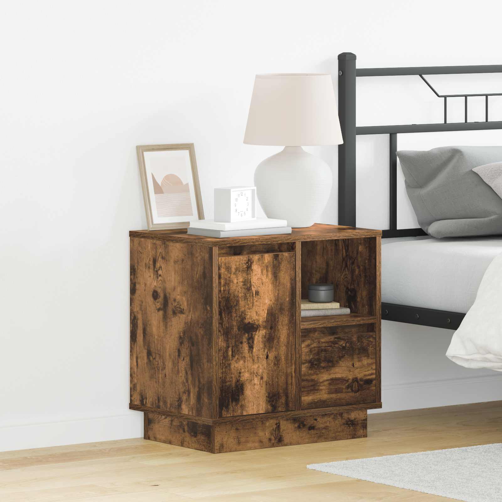 vidaXL Szafka Nocna z szufladą Dąb wędzony 50 x 34,5 x 50 cm