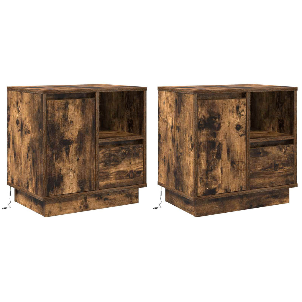 vidaXL Szafka Nocna z szufladą 2 pcs Dąb wędzony 50 x 34,5 x 50 cm