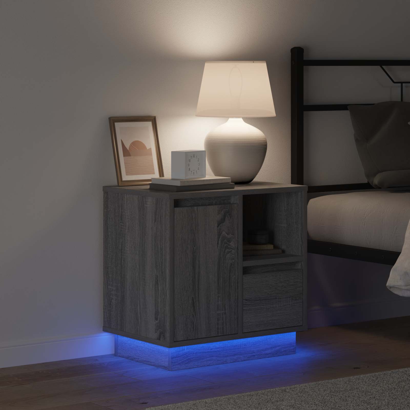 vidaXL Szafka Nocna Szary 50 x 34,5 x 50 cm Materiał drewnopochodny