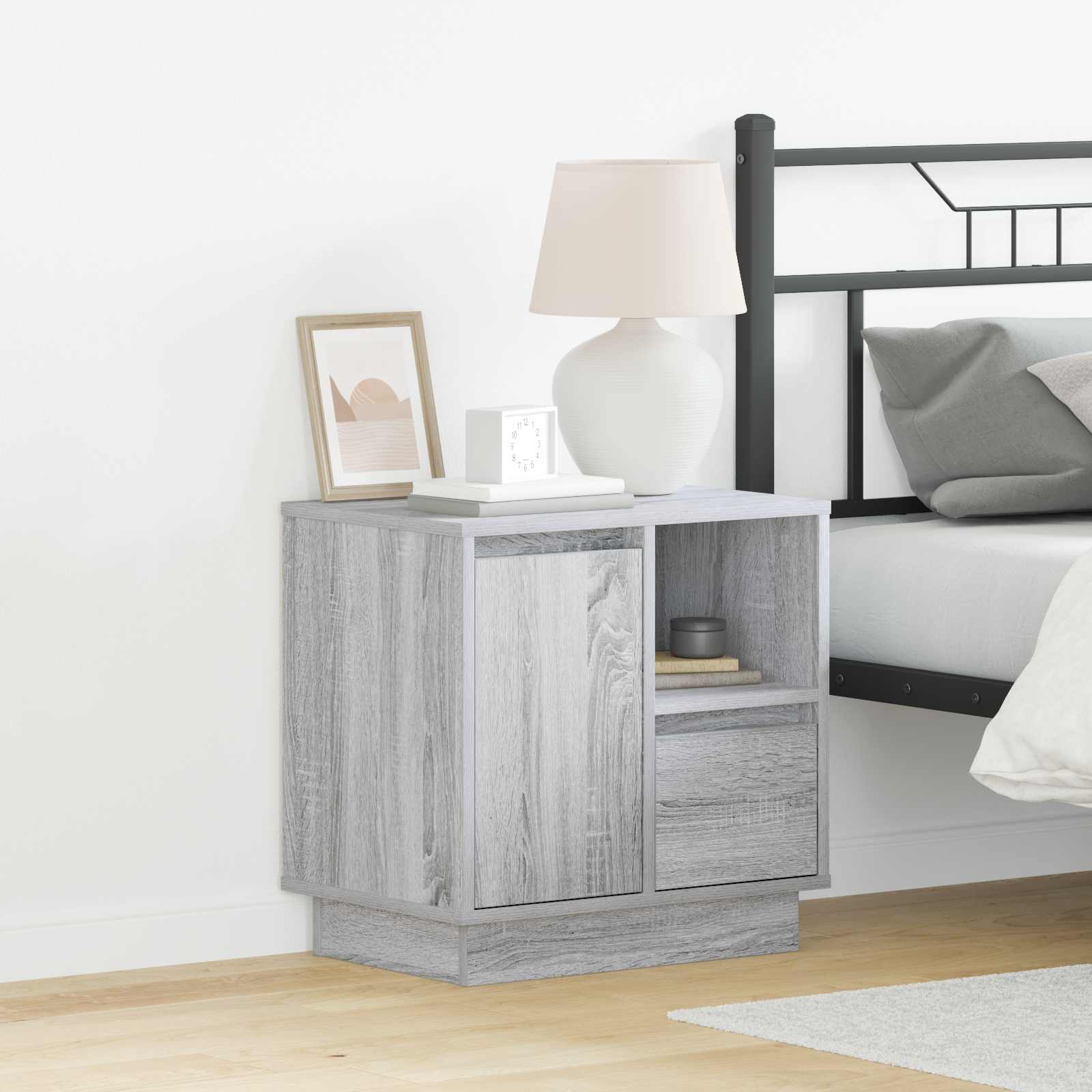 vidaXL Szafka Nocna Szary 50 x 34,5 x 50 cm Materiał drewnopochodny
