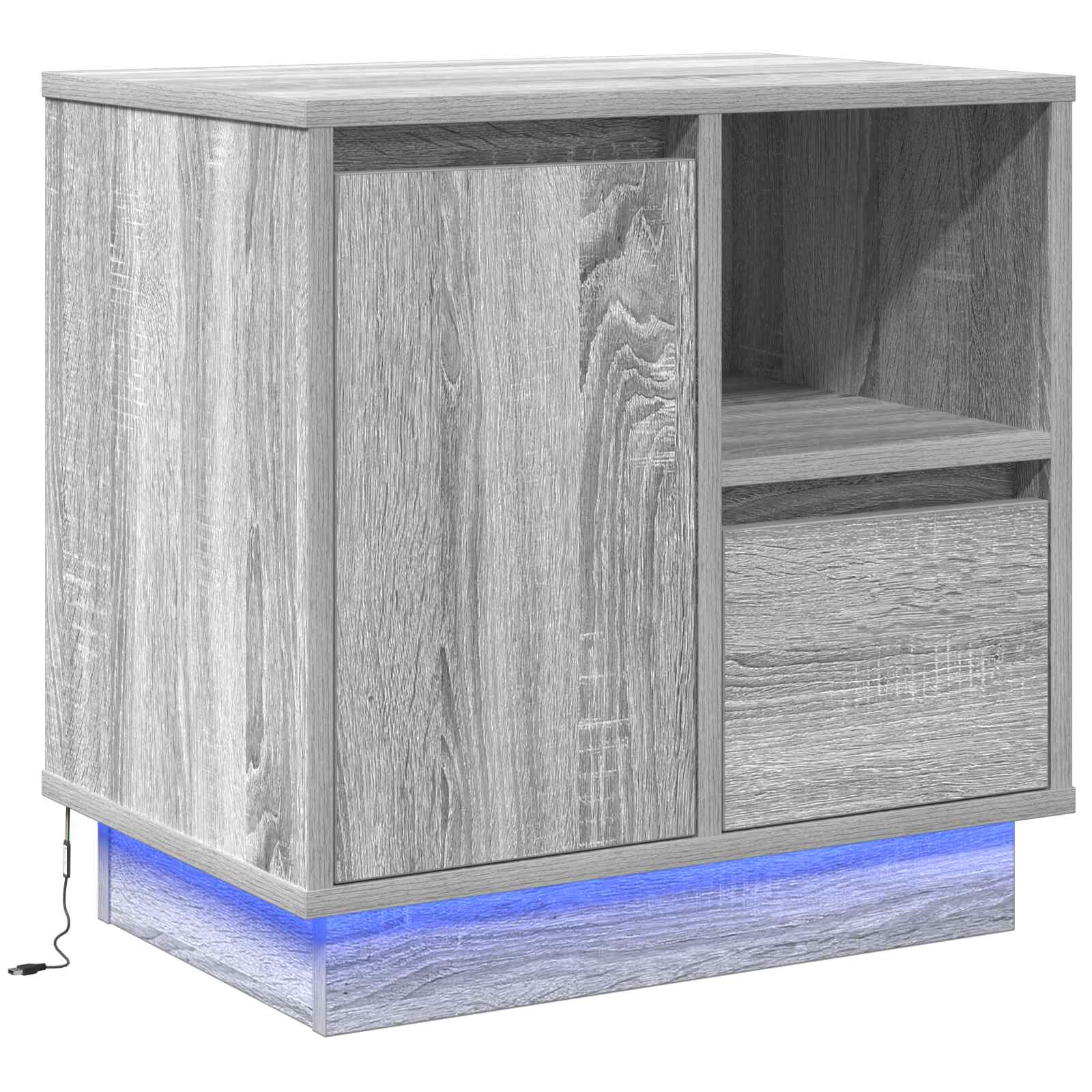 vidaXL Szafka Nocna Szary 50 x 34,5 x 50 cm Materiał drewnopochodny