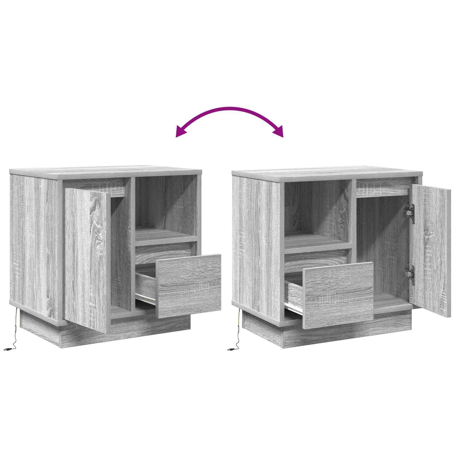 vidaXL Szafka Nocna Szary 50 x 34,5 x 50 cm Materiał drewnopochodny