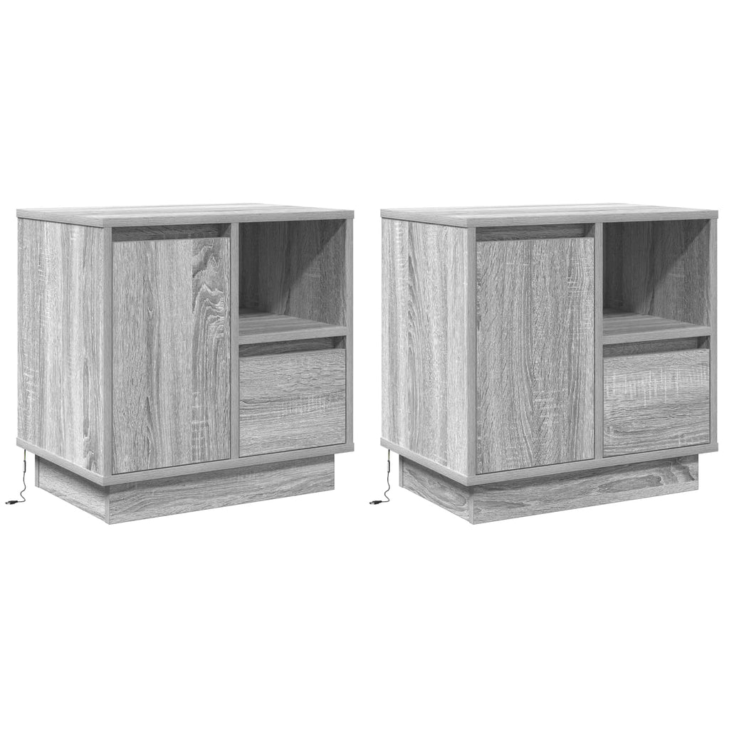 vidaXL Szafka Nocna z szufladą 2 pcs Szary 50 x 34,5 x 50 cm