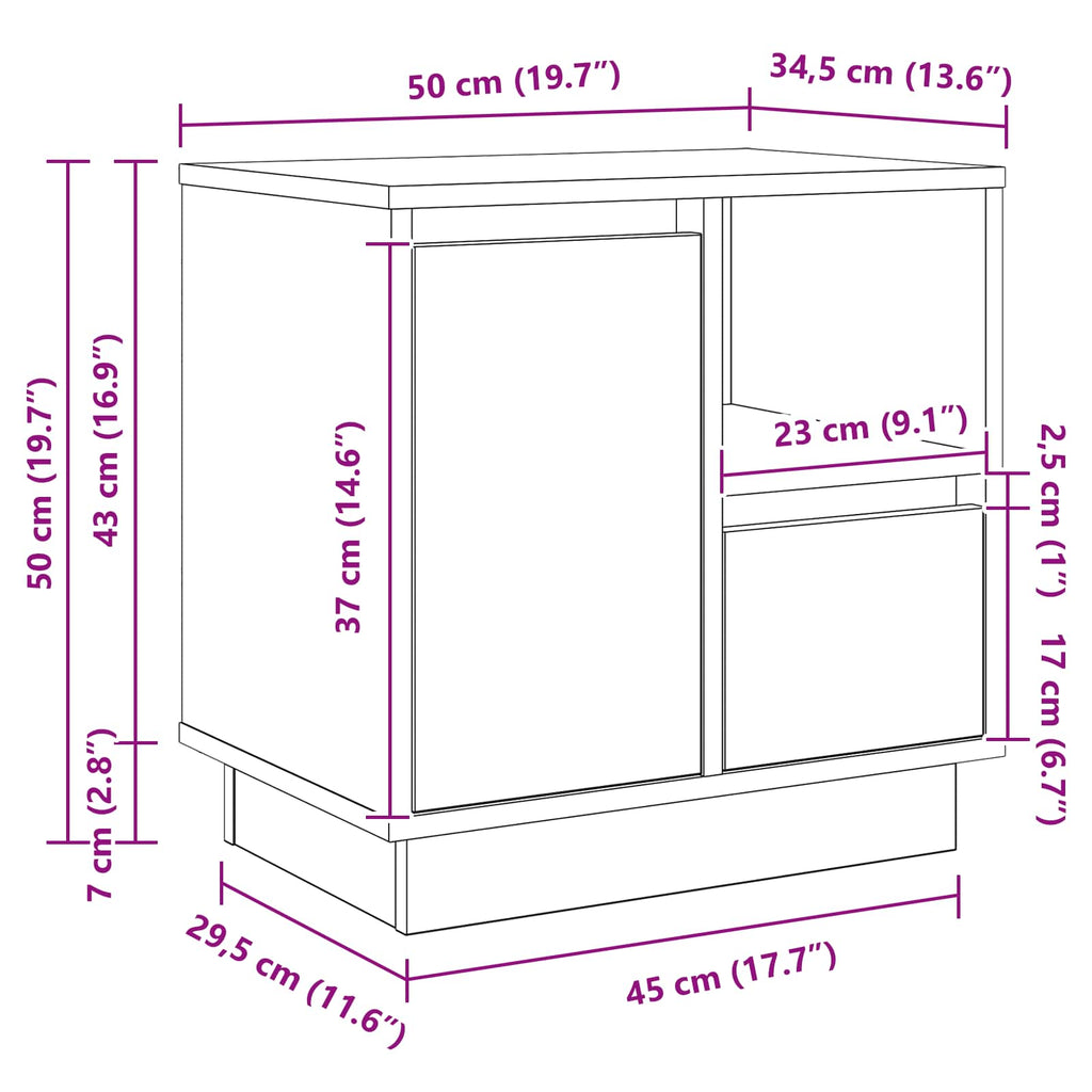 vidaXL Szafka Nocna z szufladą 2 pcs Szary 50 x 34,5 x 50 cm