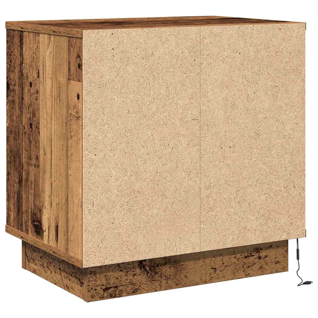 vidaXL Szafka Nocna z szufladą z LED Stare drewno 50 x 34,5 x 50 cm