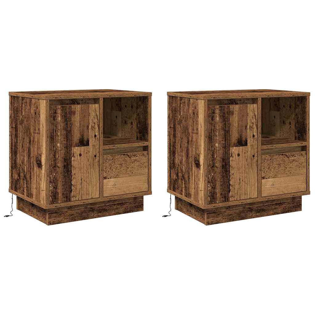 vidaXL Szafka Nocna z szufladą 2 pcs Stare drewno 50 x 34,5 x 50 cm