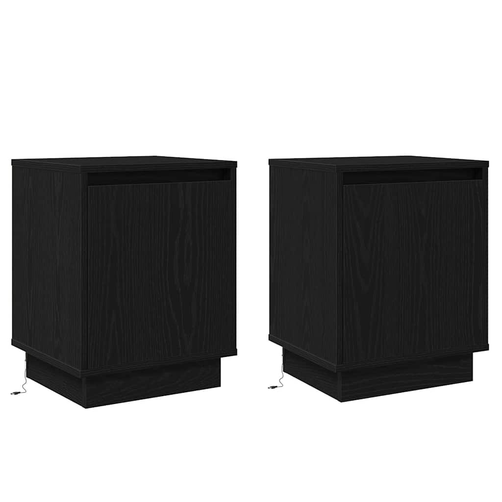 vidaXL Szafka Nocna 2 pcs Czarny Dąb 39 x 34,5 x 50 cm
